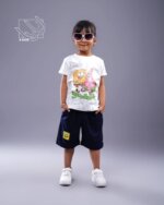 ست تیشرت و شلوارک اسپورت دخترانه و پسرانه بهاره با طرح باب اسفنجی - Image 3