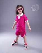 ست تیشرت و شلوارک یقه انگلیسی دخترانه بهاره - Image 4