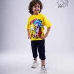 ست تیشرت و شلوارک پسرانه بهاره با طرح سونیک