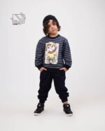 ست بلوز و شلوار راه راه پسرانه پاییزه با طرح بچه شیر