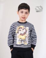 ست بلوز و شلوار راه راه پسرانه پاییزه با طرح بچه شیر - Image 2