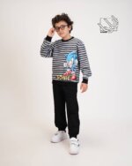 ست بلوز و شلوار راه راه پسرانه پاییزه با طرح سونیک - Image 2