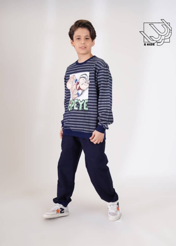 ست بلوز و شلوار راه راه پسرانه پاییزه با طرح ملوان زبل