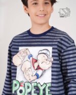 ست بلوز و شلوار راه راه پسرانه پاییزه با طرح ملوان زبل - Image 3