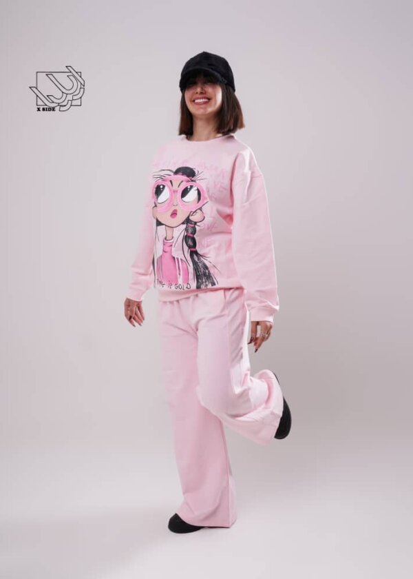 ست بلوز و شلوار دخترانه پاییزه با طرح دختر عینکی