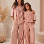 ست بلوز و شلوار تابستانه دخترانه با طرح قلب
