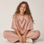 ست بلوز و شلوار تابستانه دخترانه با طرح قلب - Image 13